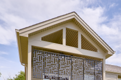 Detail of covered deck with visible privacy screen