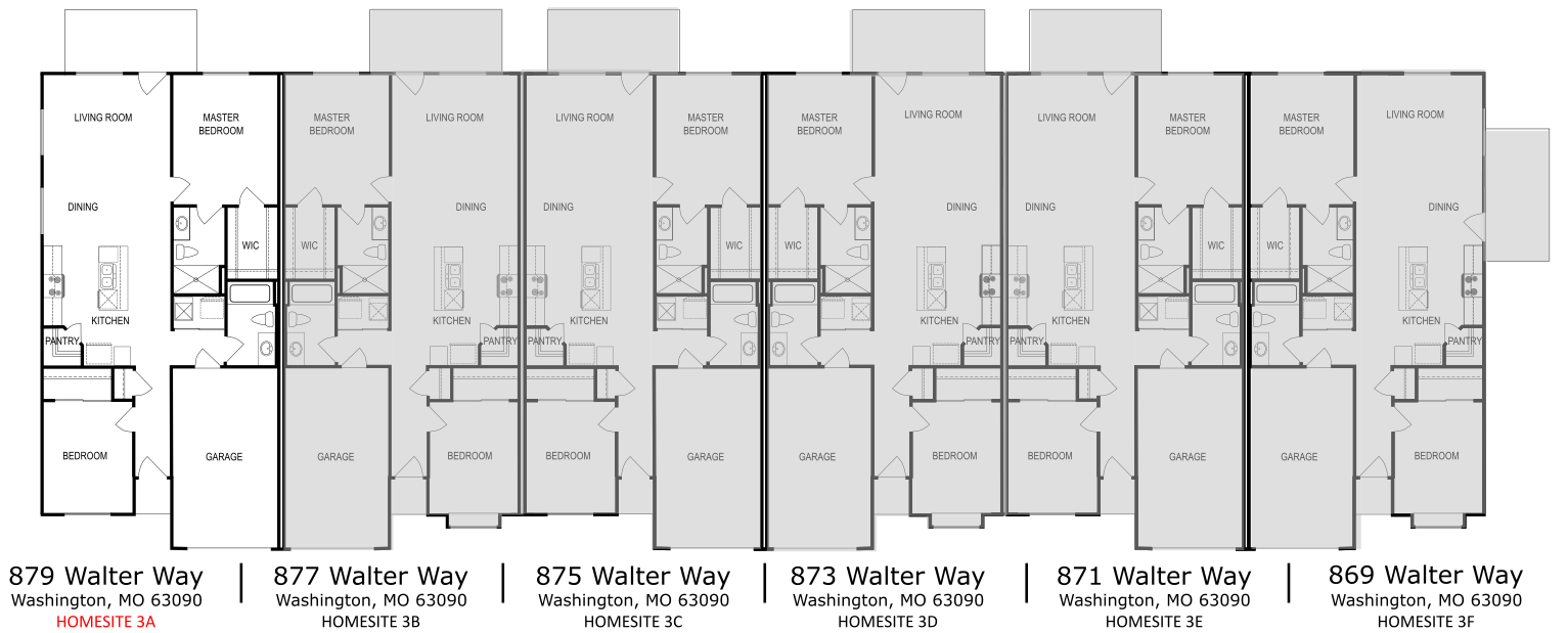 Floorplan showing the layout of Homesite 3A at The Villas at High Street